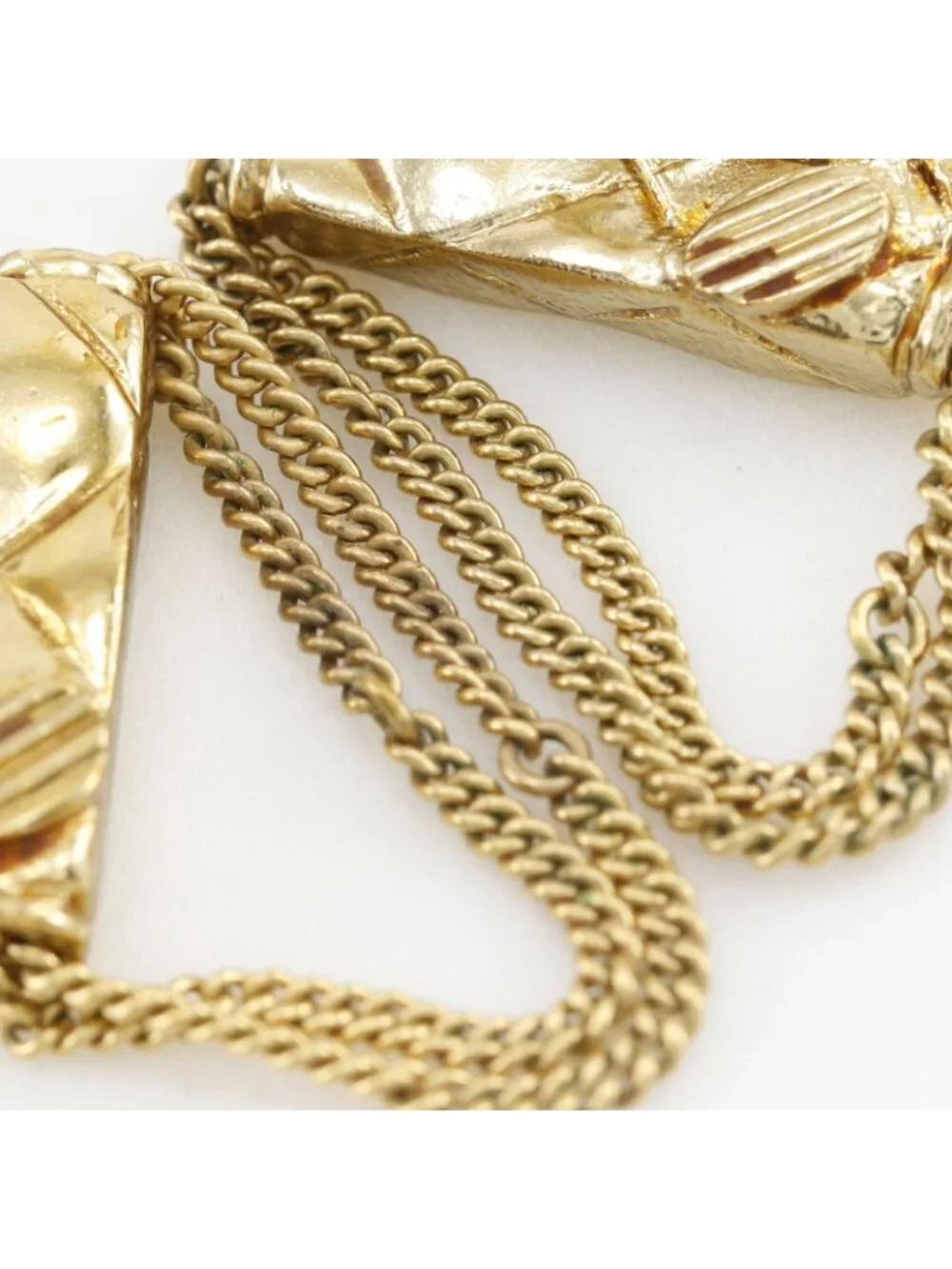 Chanel Quilted Bag Motif Gold Plated Earrings